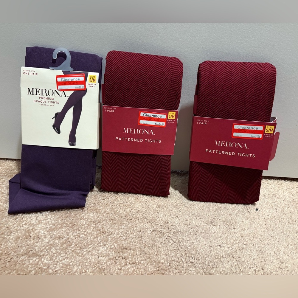 Merona Premium Opaque Tights - Deep Purple and Burgundy